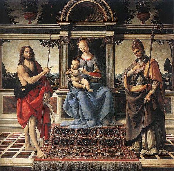 Andrea del Verrocchio Madonna with Sts John the Baptist and Donatus Cathedral of Pistoia France oil painting art